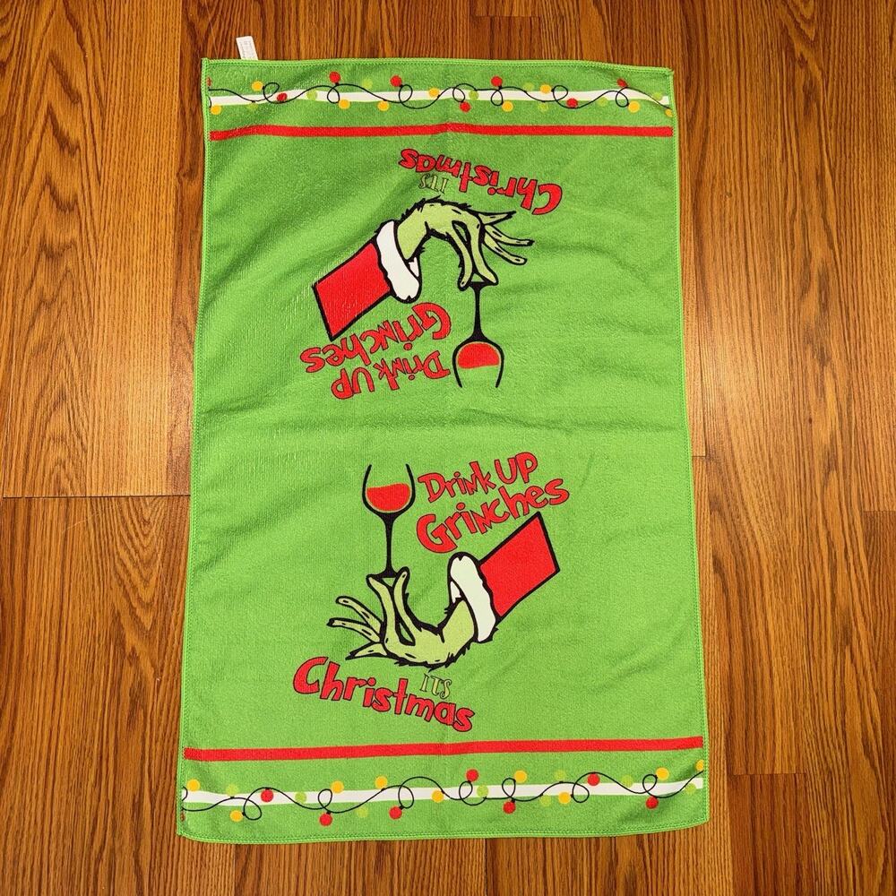 The Grinch Drink Up Grinches It’s Christmas Hand Green Microfiber Hand‎ Towel